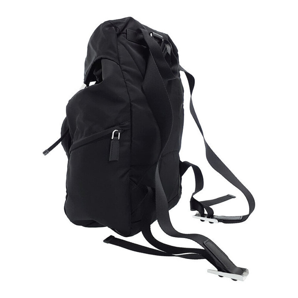 Prada logo backpack Black ReNylon flap triangle enamel